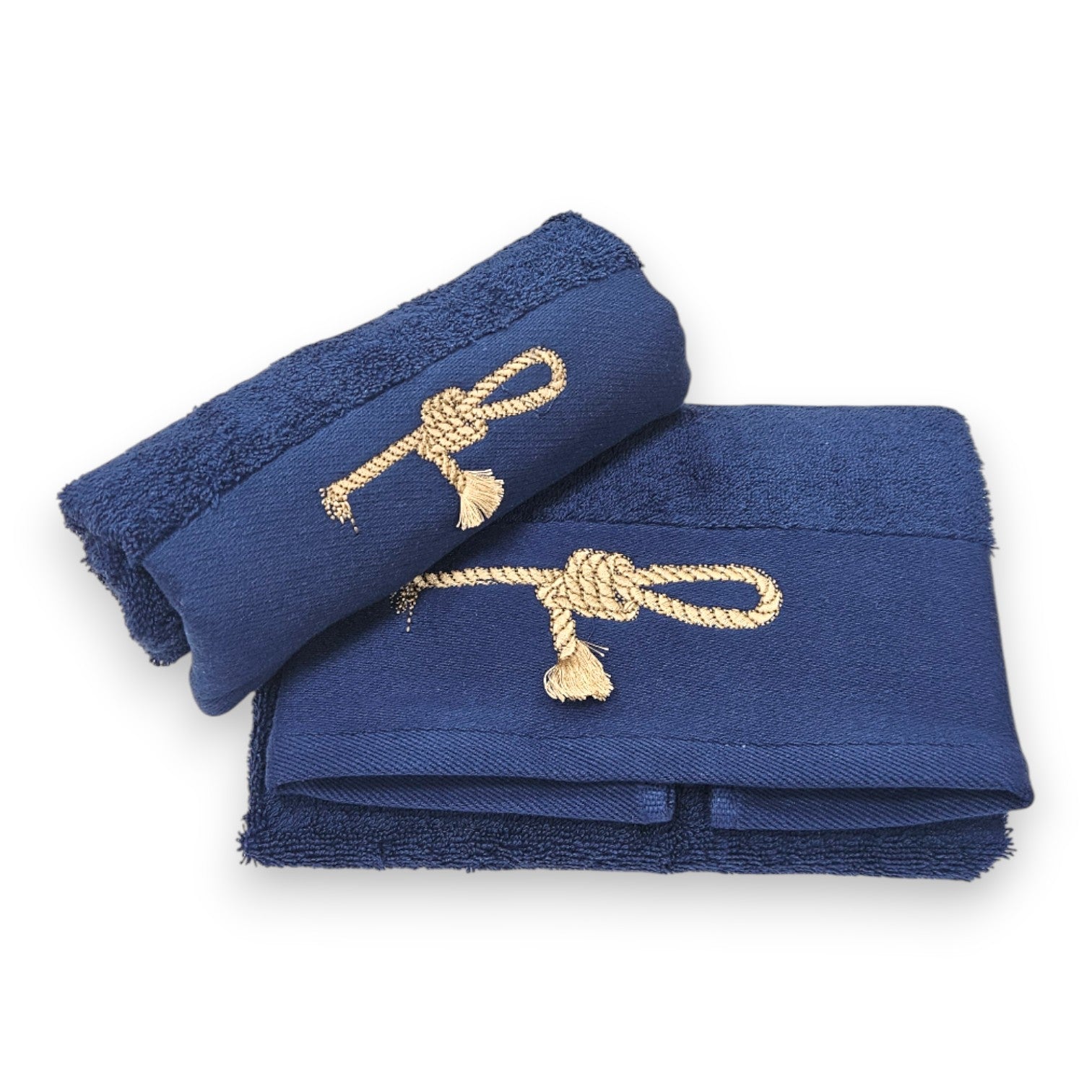 Set asciugamani bagno NODO marino blu