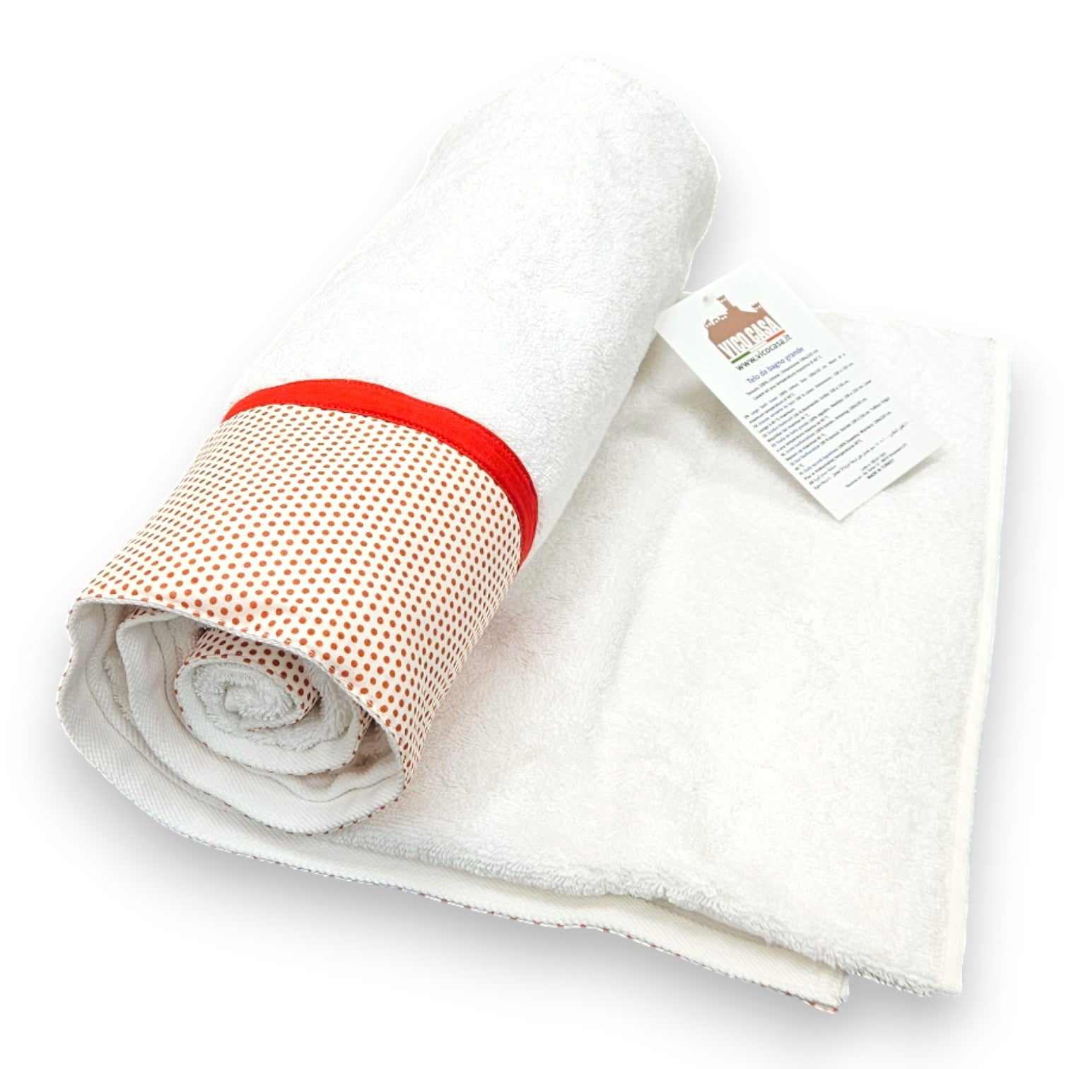 Telo bagno grande fantasia pois cotone spugna 500 GSM Vico Casa