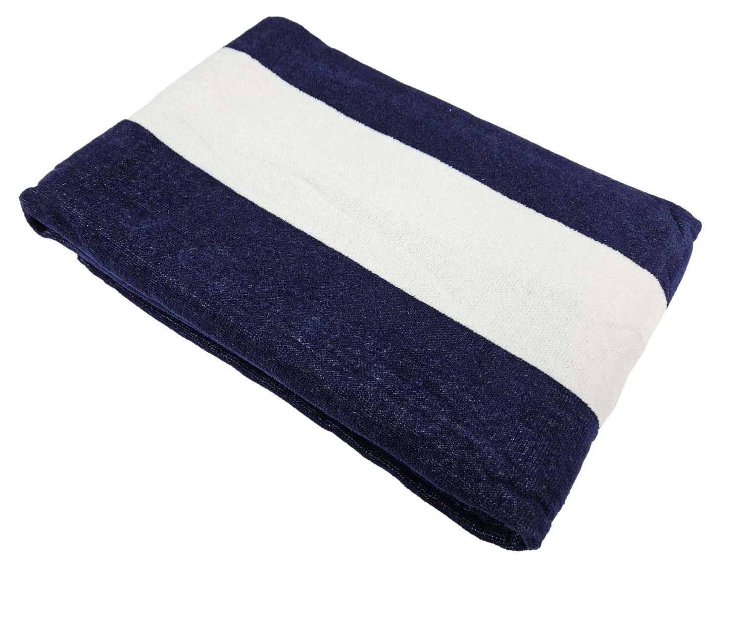 asciugamano da mare a righe blu e bianco