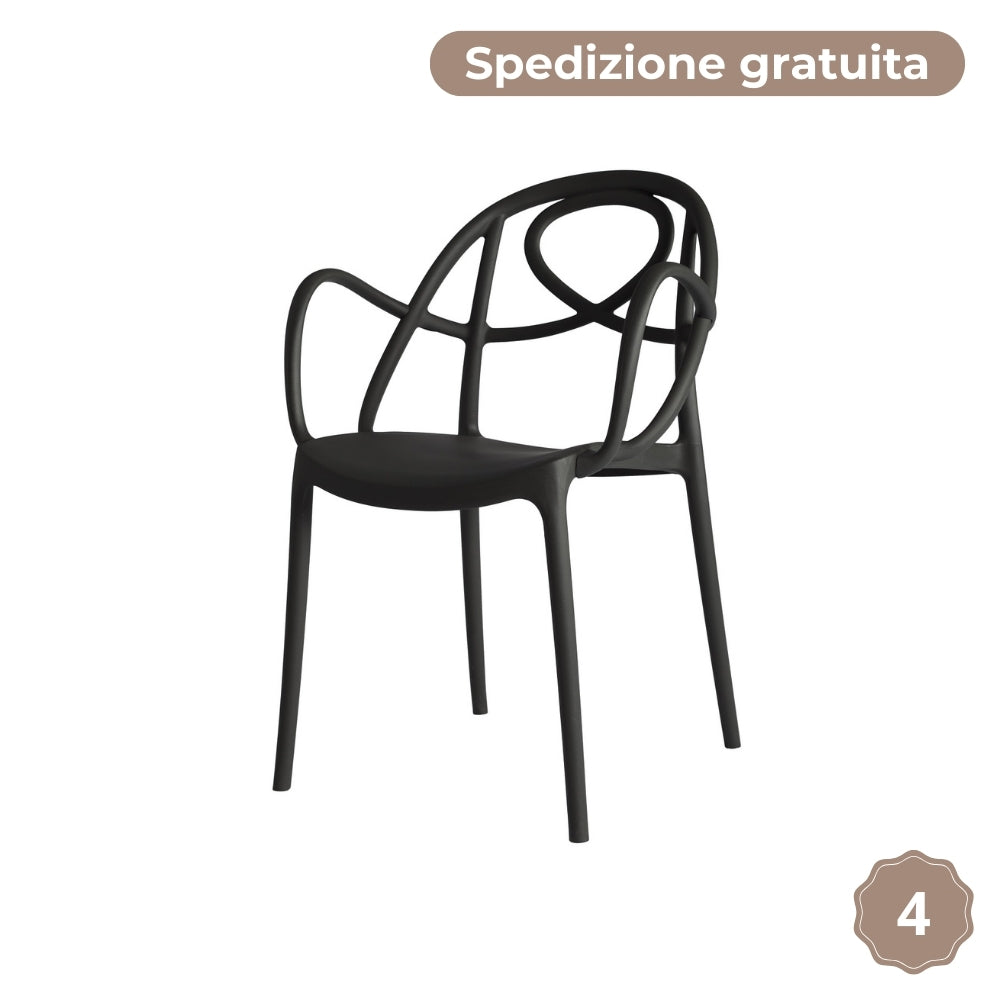 Set 4 sedie Etoile-P in polipropilene con braccioli