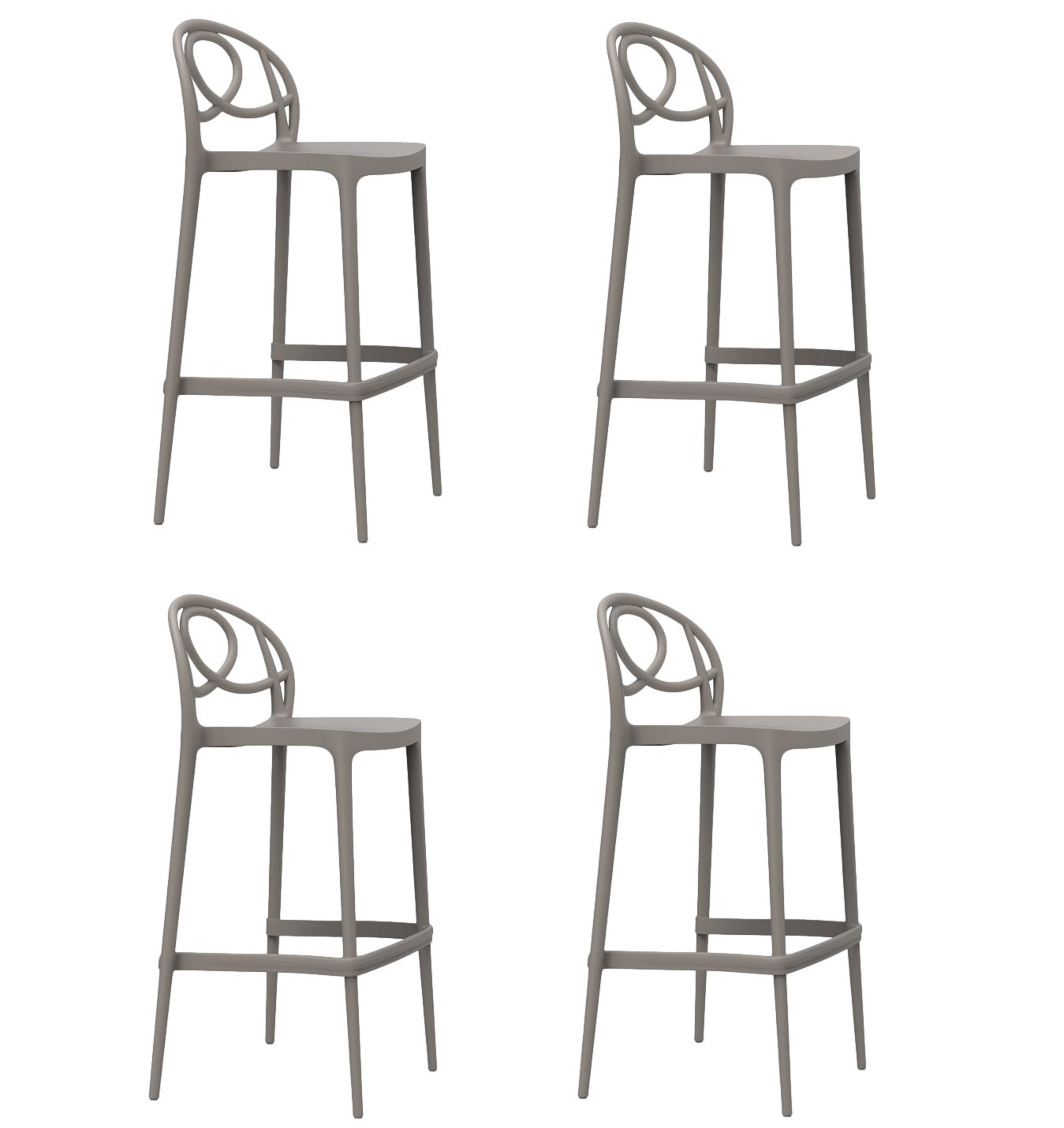 Set sgabelli di colore grigio, modello Etoile in polipropilene riciclato