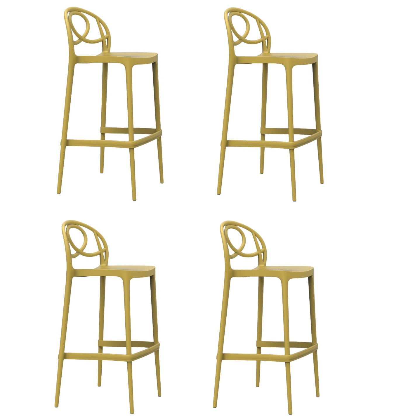 Set sgabelli di colore senape, modello Etoile in polipropilene riciclato