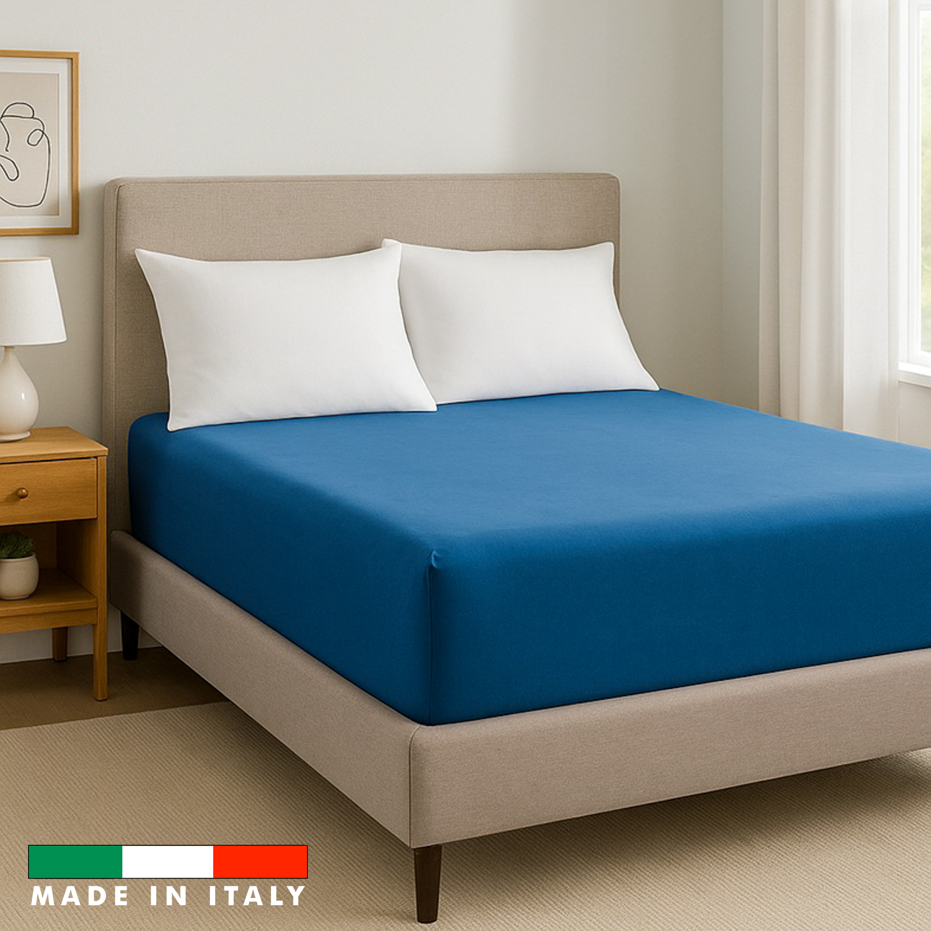 Lenzuolo sotto con angoli, in 100% cotone - Made in Italy, mod. Natural Dream