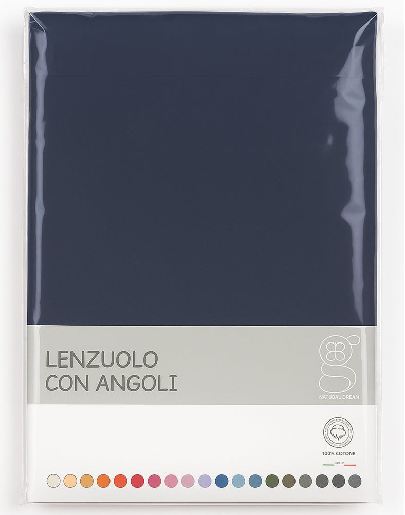 Lenzuolo sotto con angoli, in 100% cotone - Made in Italy, mod. Natural Dream