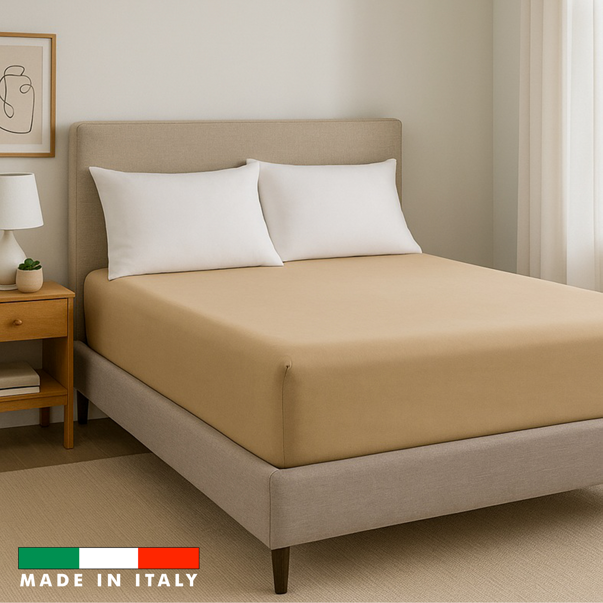 Lenzuolo sotto con angoli, in 100% cotone - Made in Italy, mod. Natural Dream