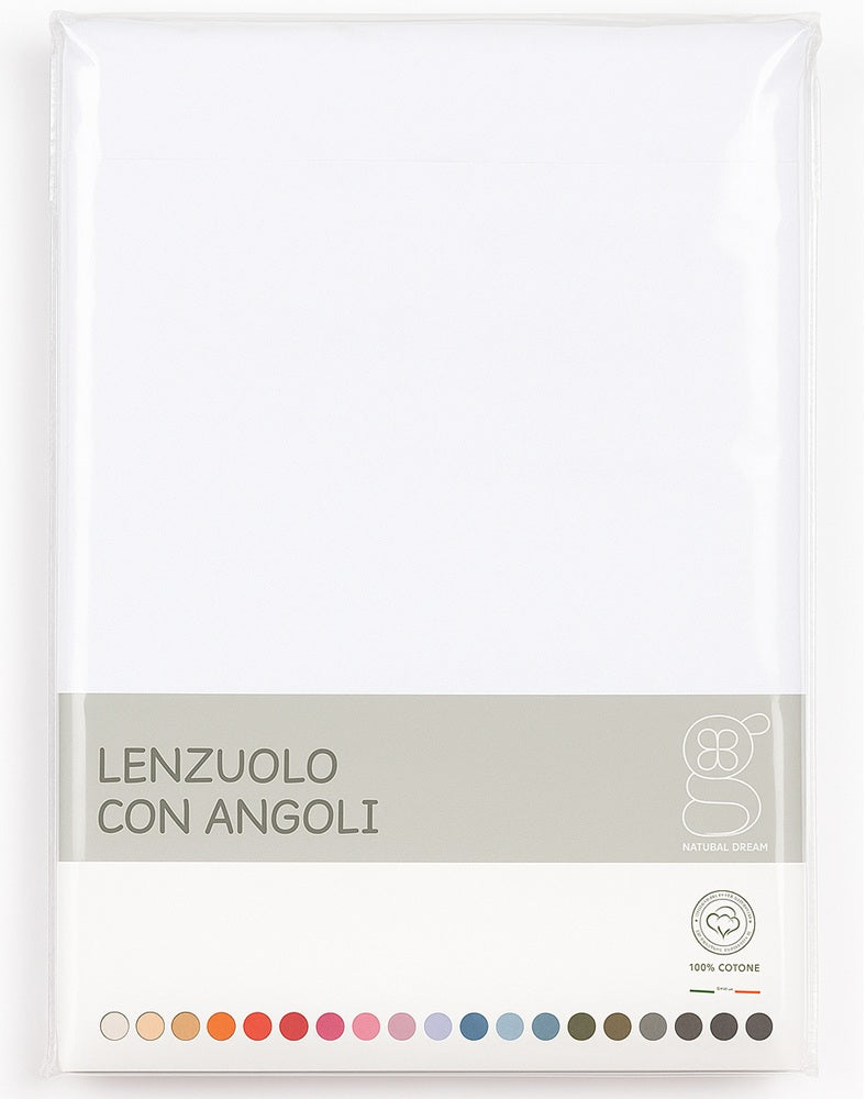 Lenzuolo sotto con angoli bianco confezione