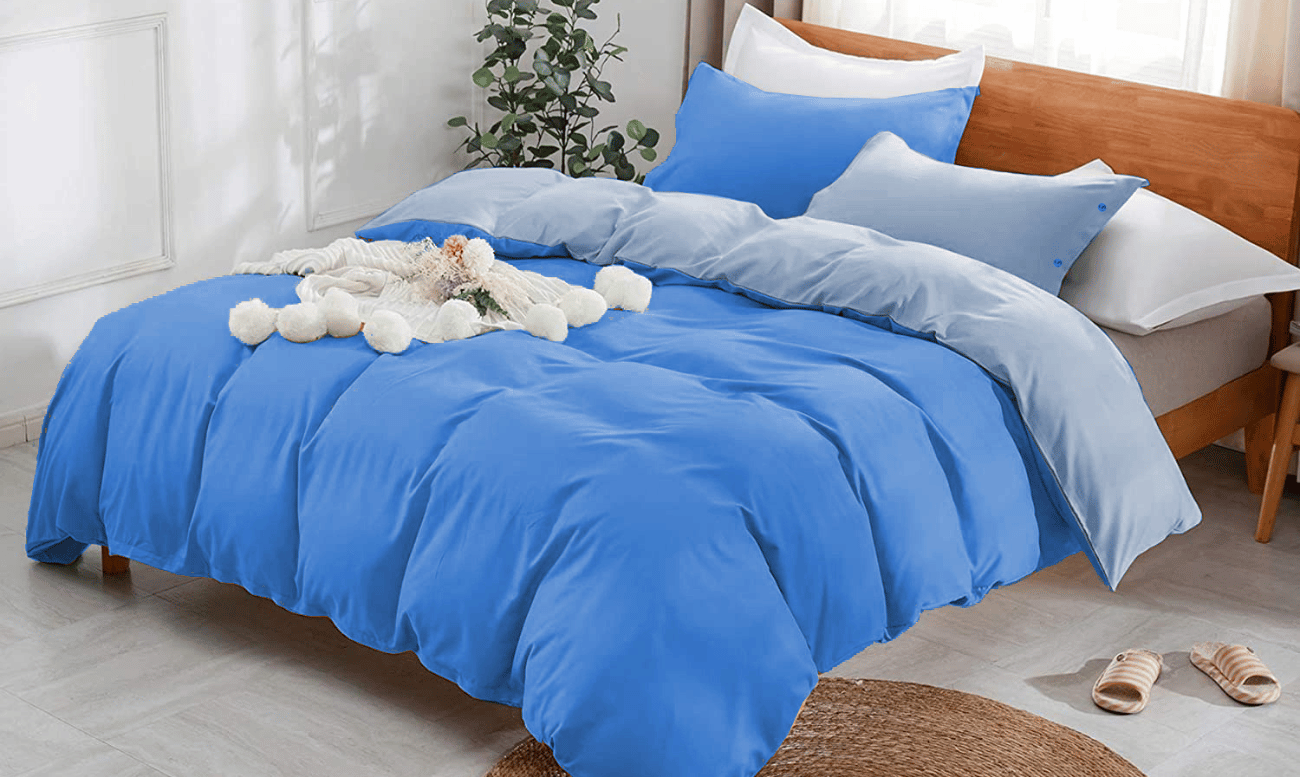Parure copripiumino Friends matrimoniale 255x240 cotone bicolore Blu-Azzurro