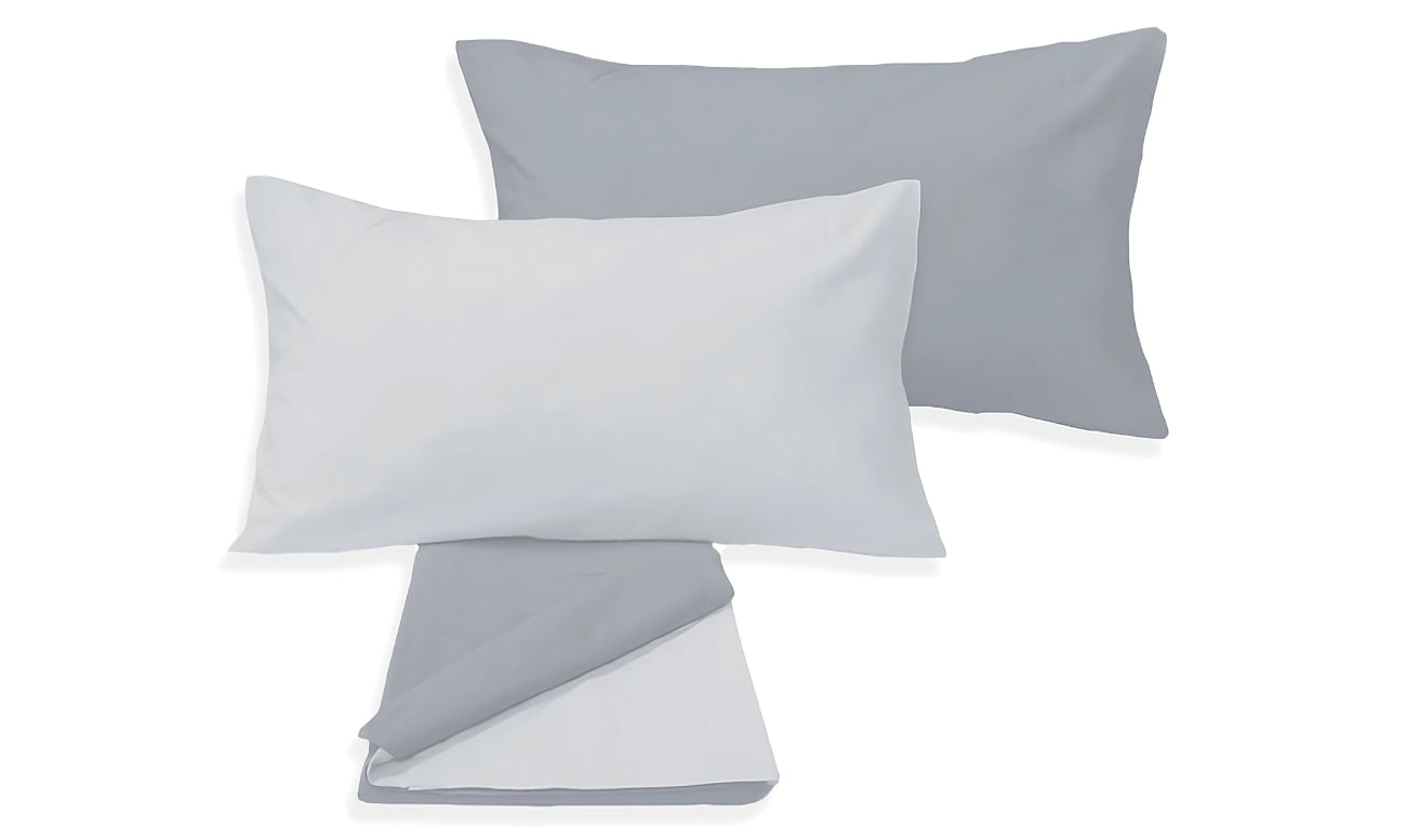 Parure copripiumino bicolore grigio scuro e grigio chiaro