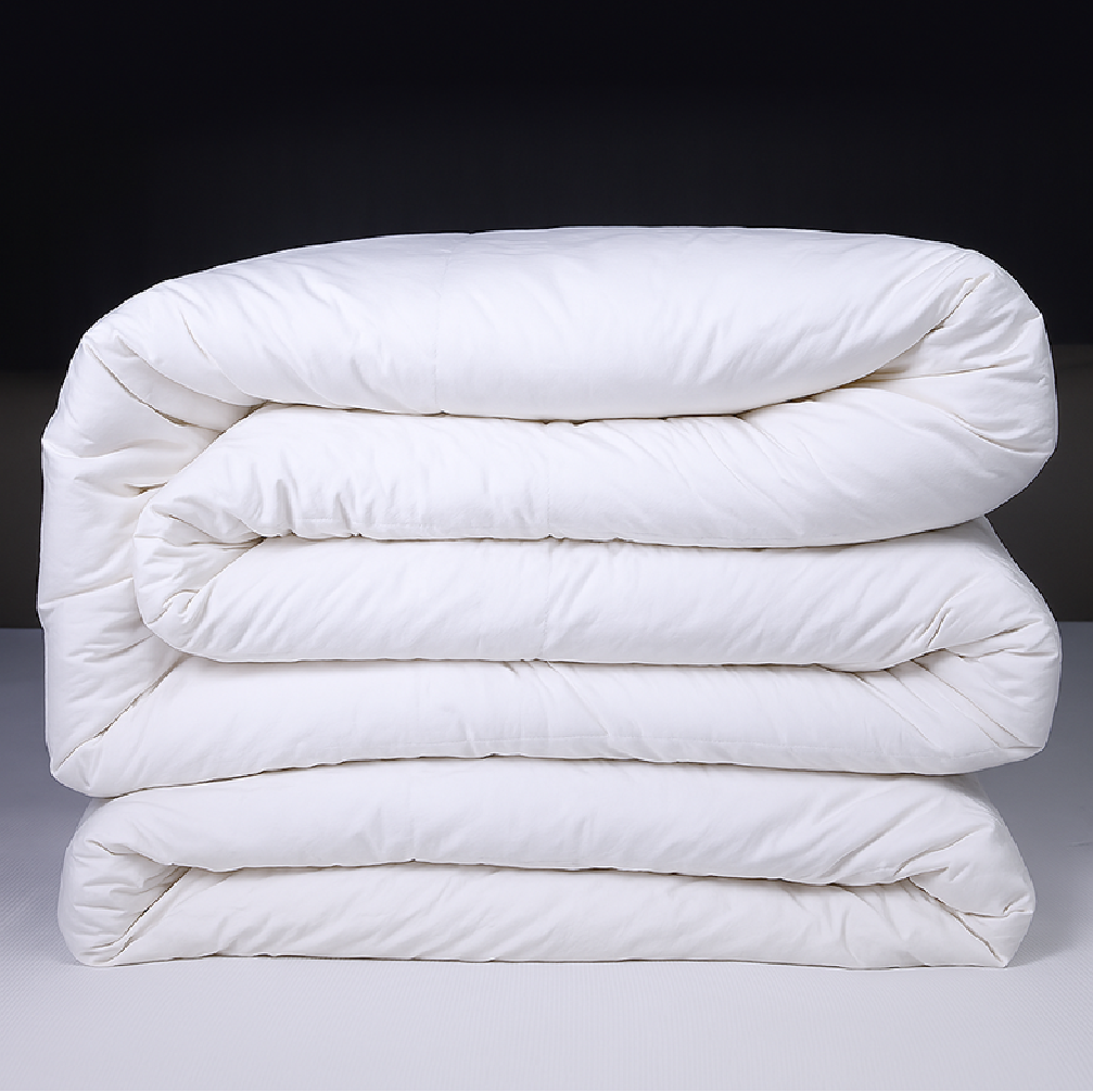 Piumino letto 4 stagioni in piuma bianca anallergica componibile con bottoni