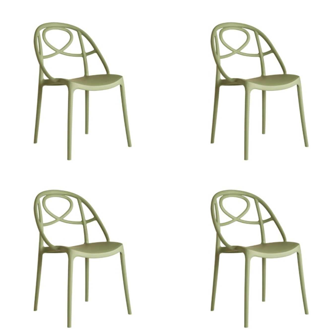 Set sedie di colore verde mela, modello Etoile in polipropilene riciclato