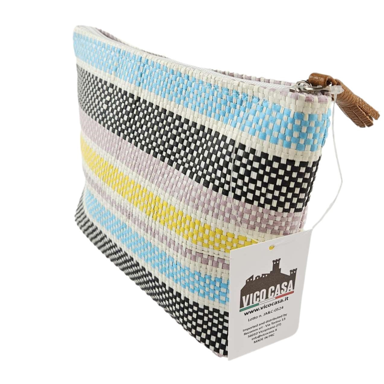 pochette mare donna blu rosa e gialla