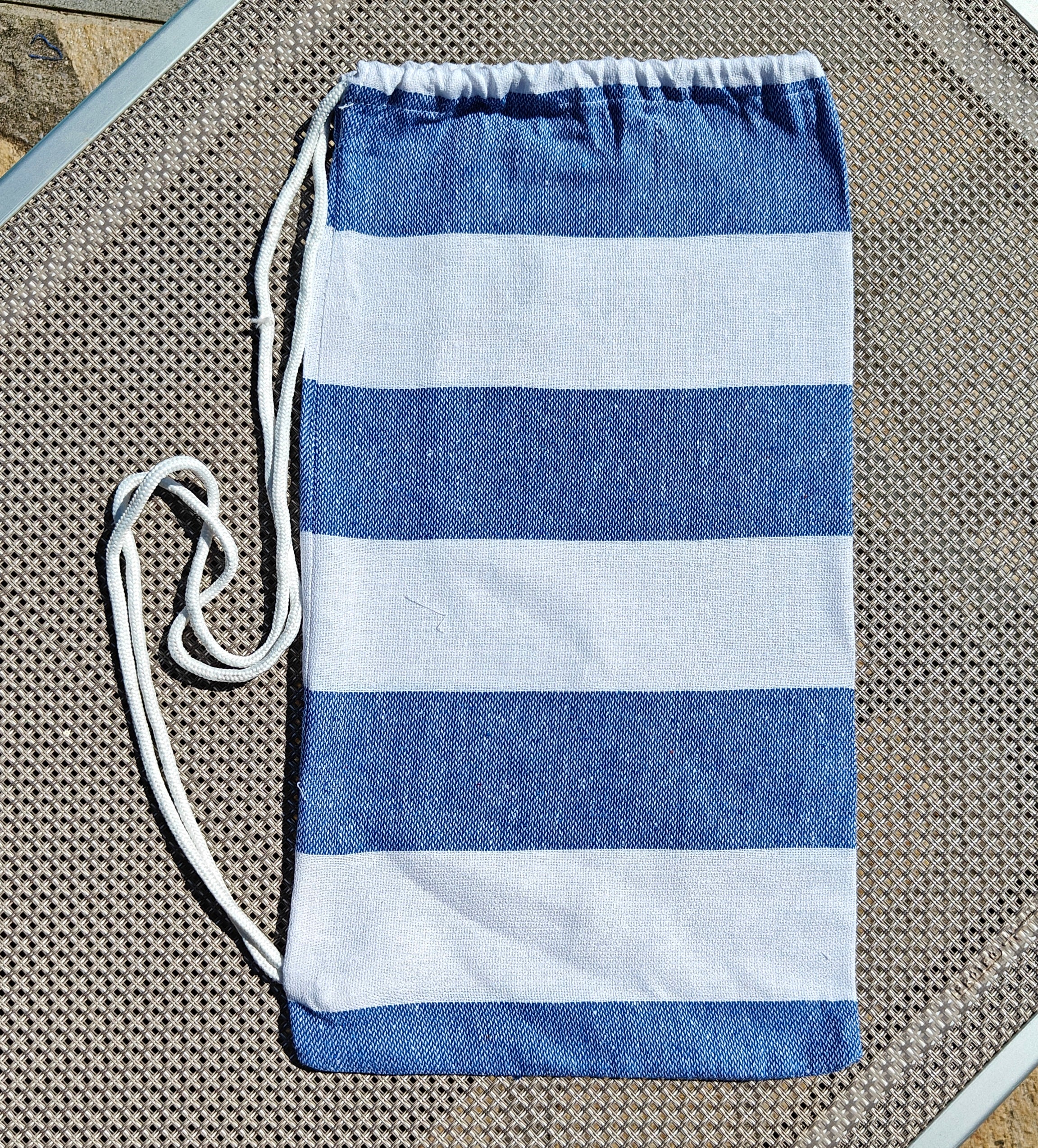 sacca mare a righe bianco e blu