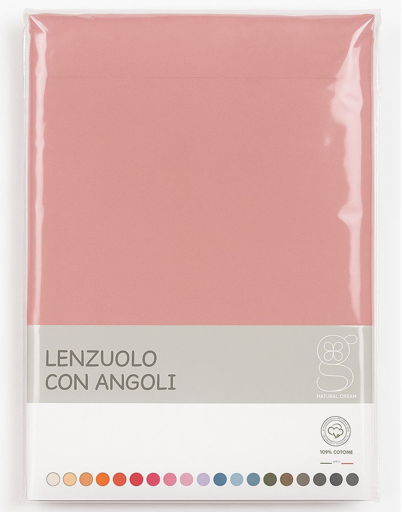 lenzuolo sotto con angoli rosa made in italy