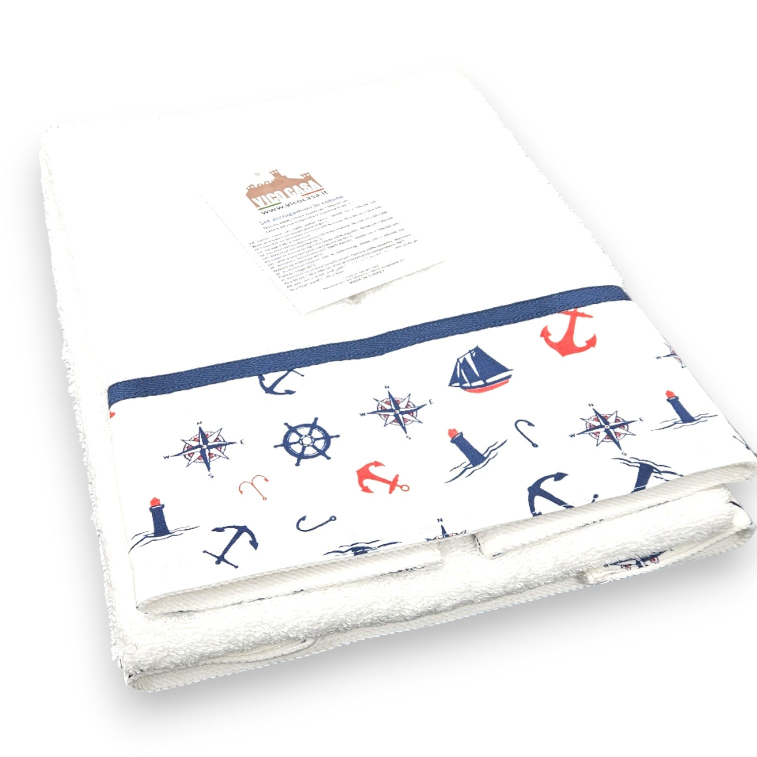 asciugamano bagno stile nautico bianco
