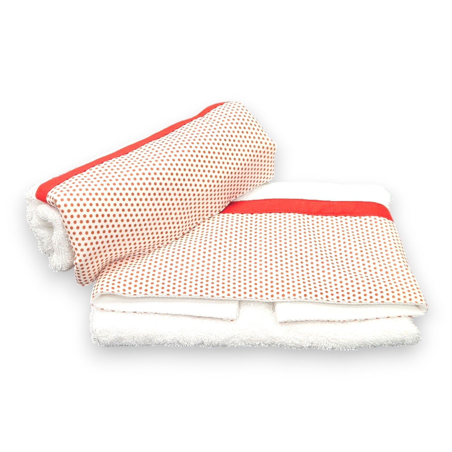 asciugamani e telo doccia fantasia pois in cotone 500GSM bianco e rosso