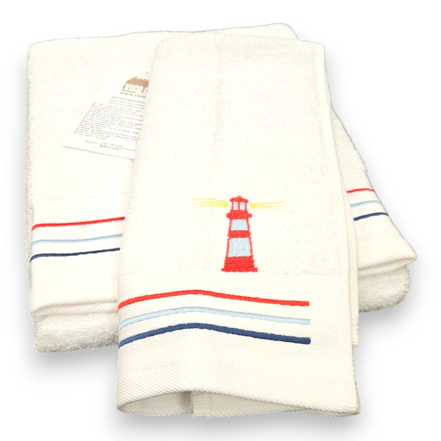 Asciugamani bagno FARO marino bianco viso e ospite in cotone