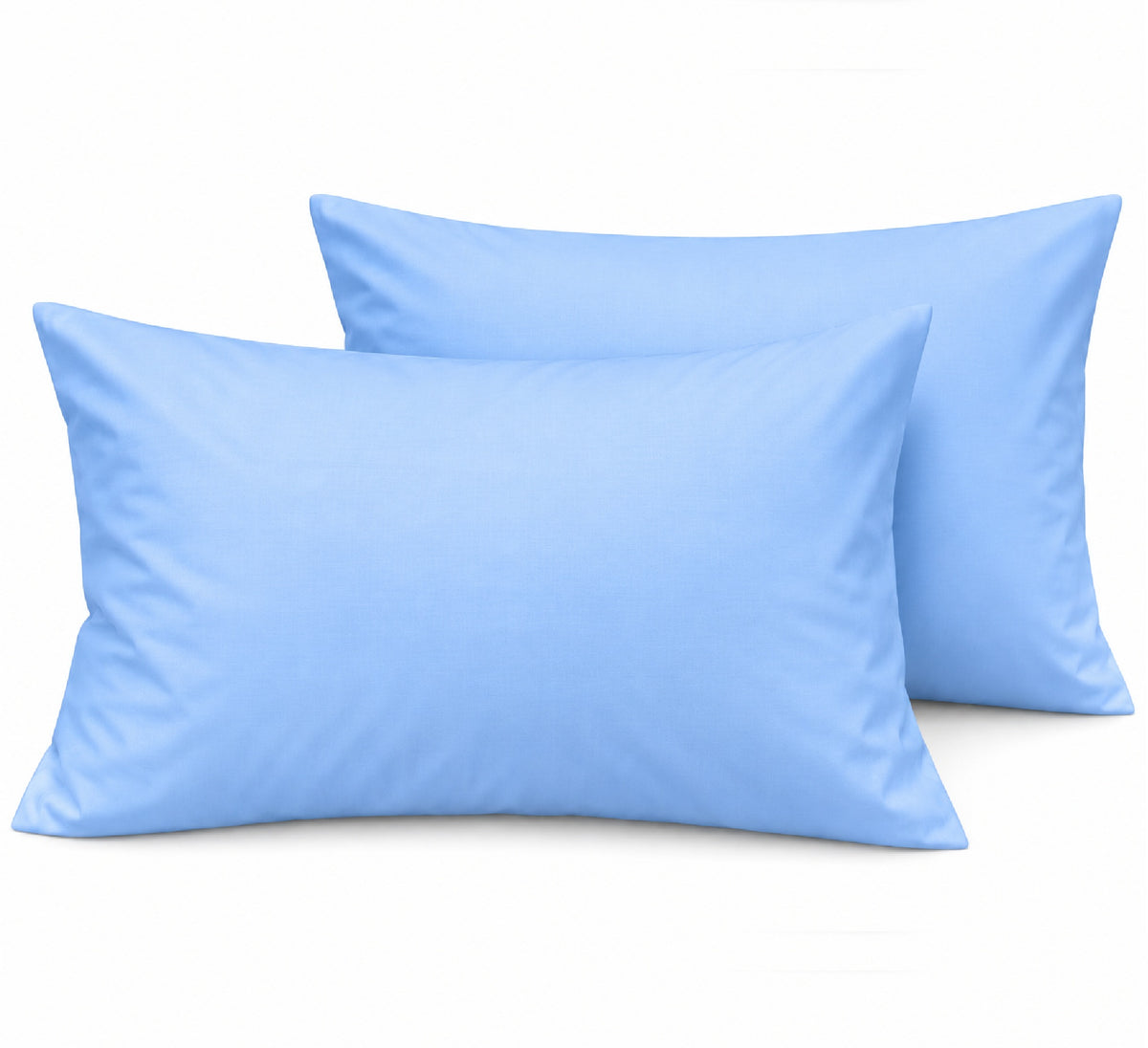 Coppia di federe azzurre in 100% cotone percalle