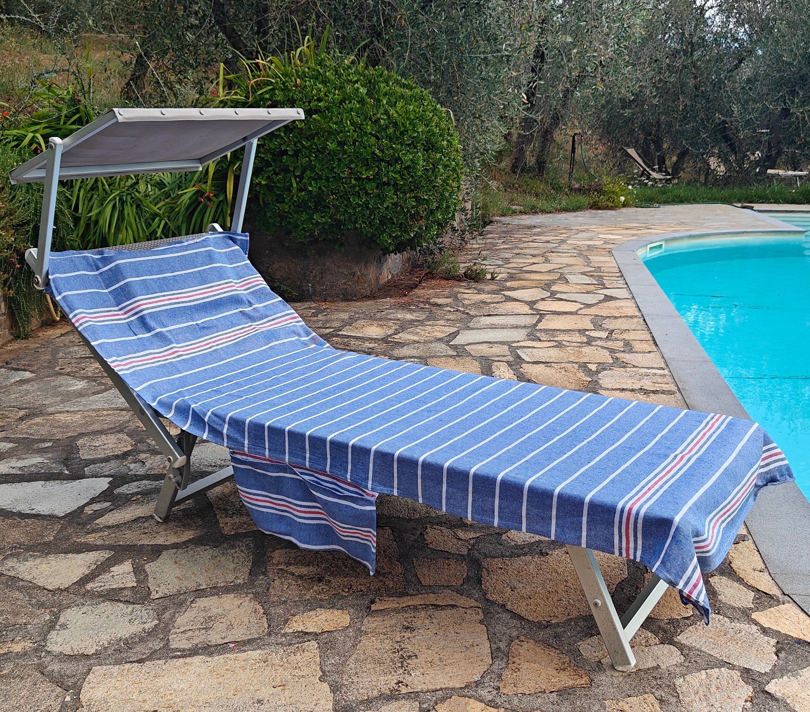 Telo Mare per Lettino BLU A RIGHE
