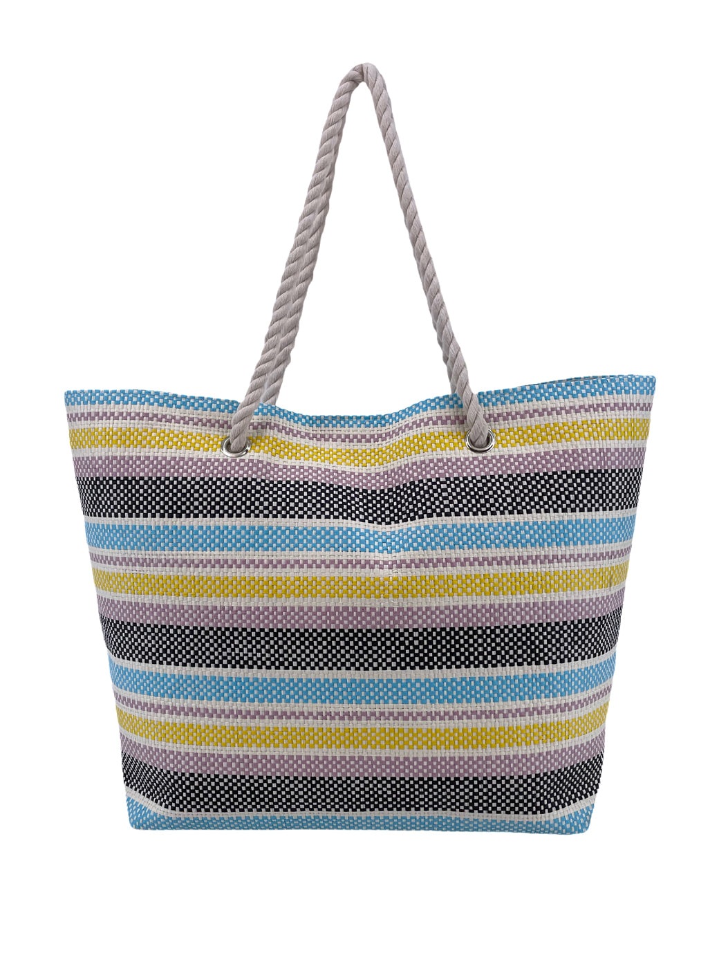 borsa multicolor da mare con manici in cotone