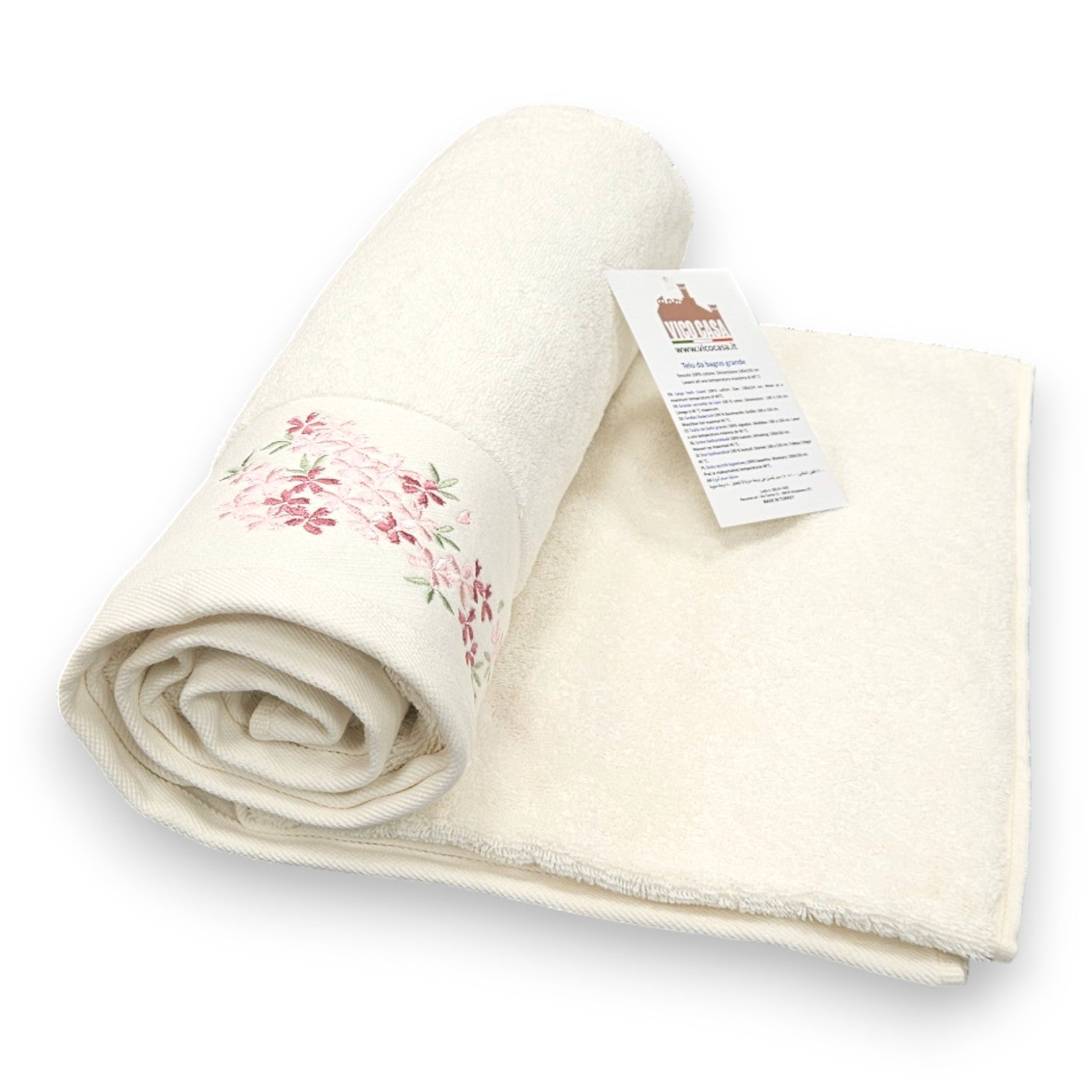 Telo bagno grande Julianna con fantasia floreale in cotone spugna 500 GSM