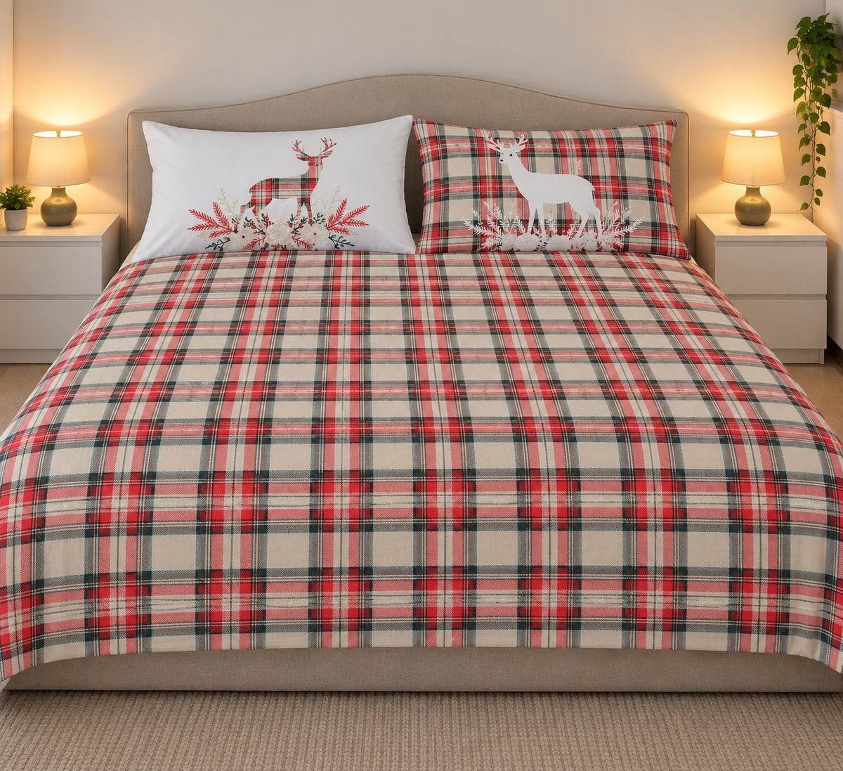 Completo lenzuola in flanella Tartan