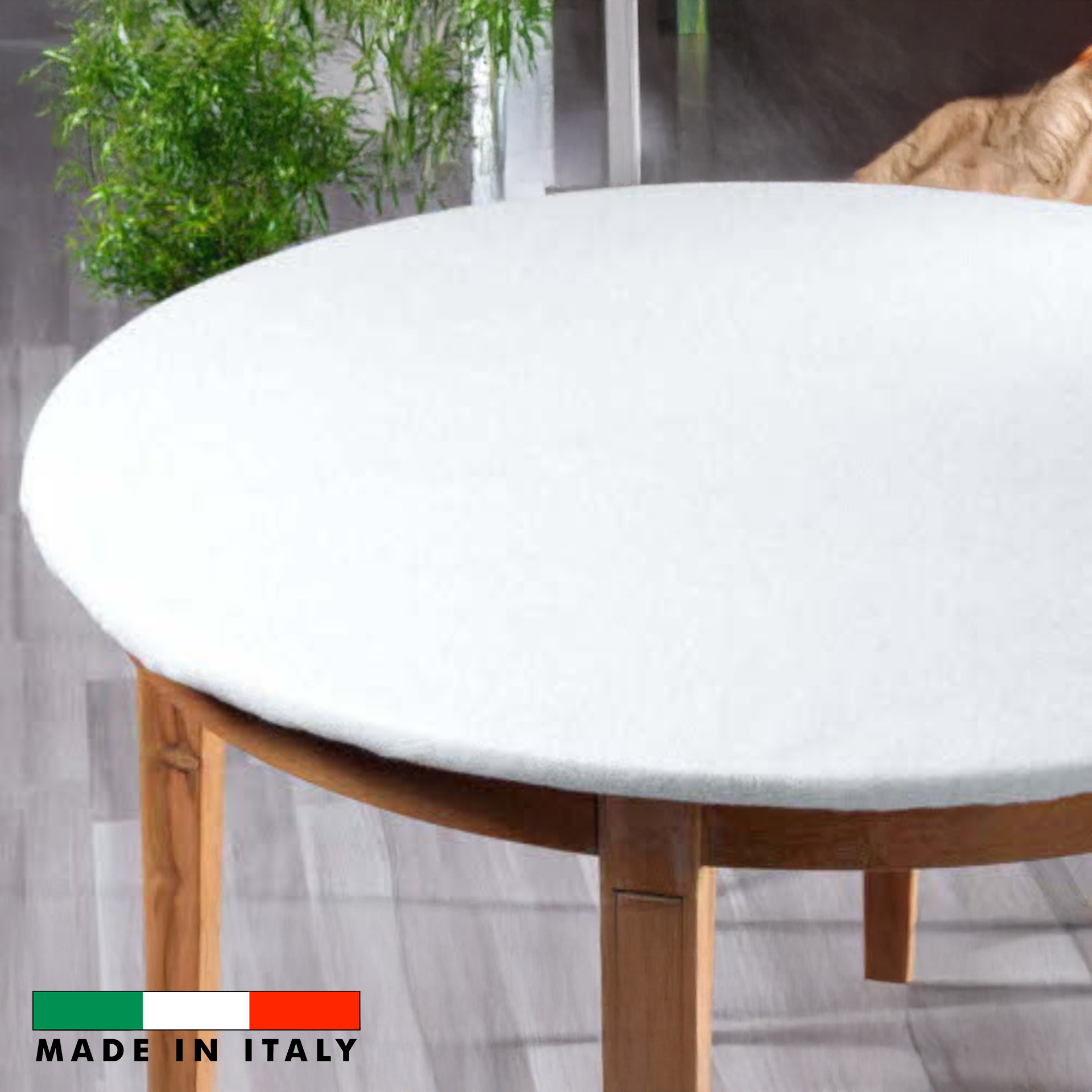 Copritavolo rotondo in feltro 100% cotone con elastico 