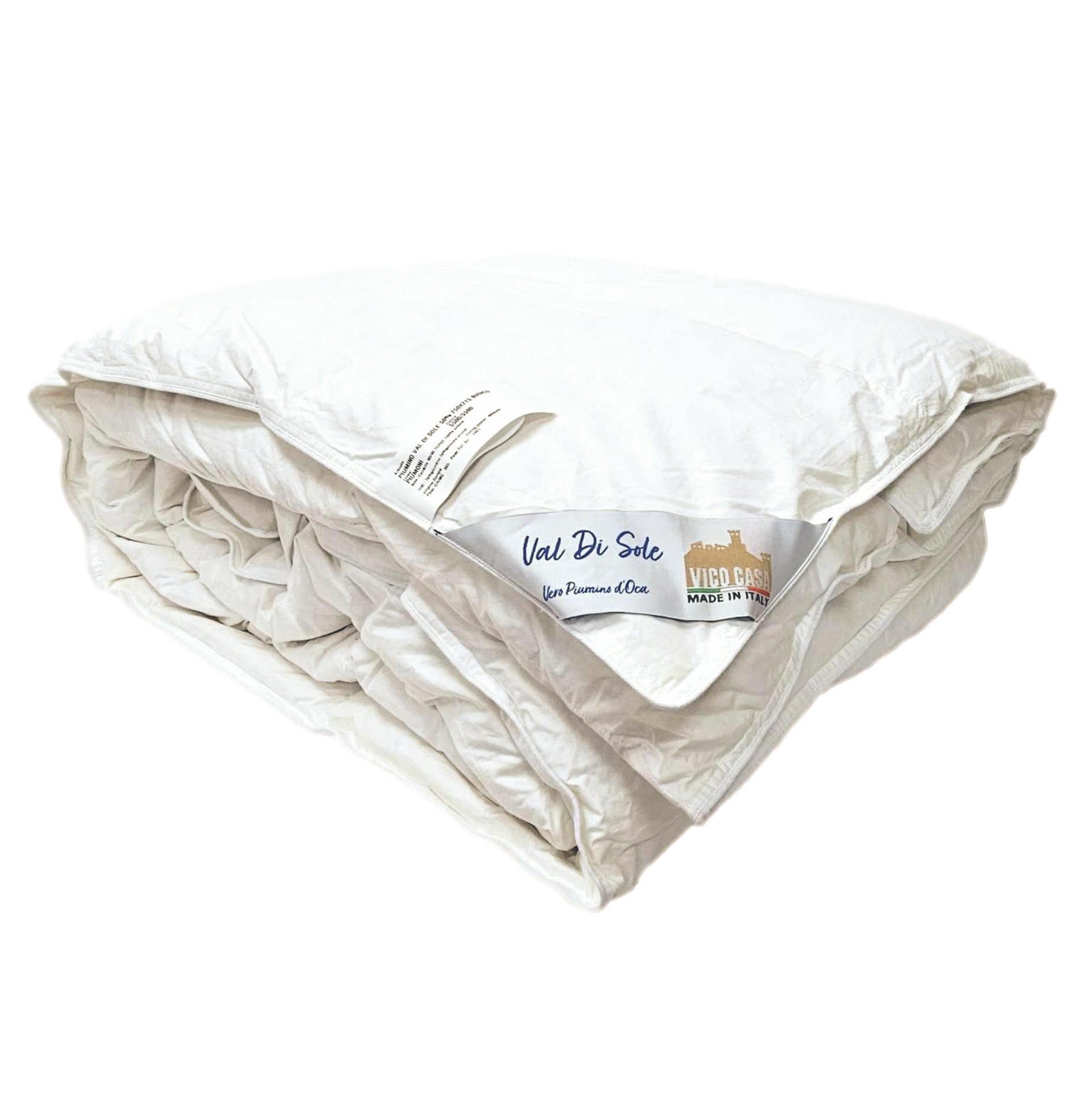 Piumino letto Val di Sole fatto in Toscana, extra lungo per materassi fino a 200 cm, in piuma d'oca (Caldo)