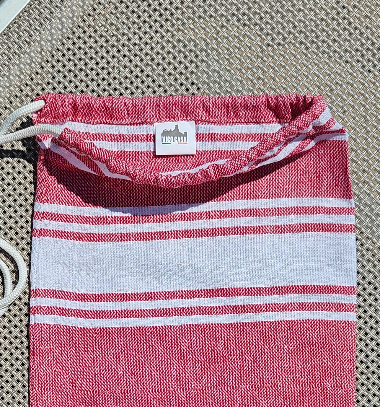 Telo per lettino da mare in cotone con elastici, tasche e cuscino – Palau