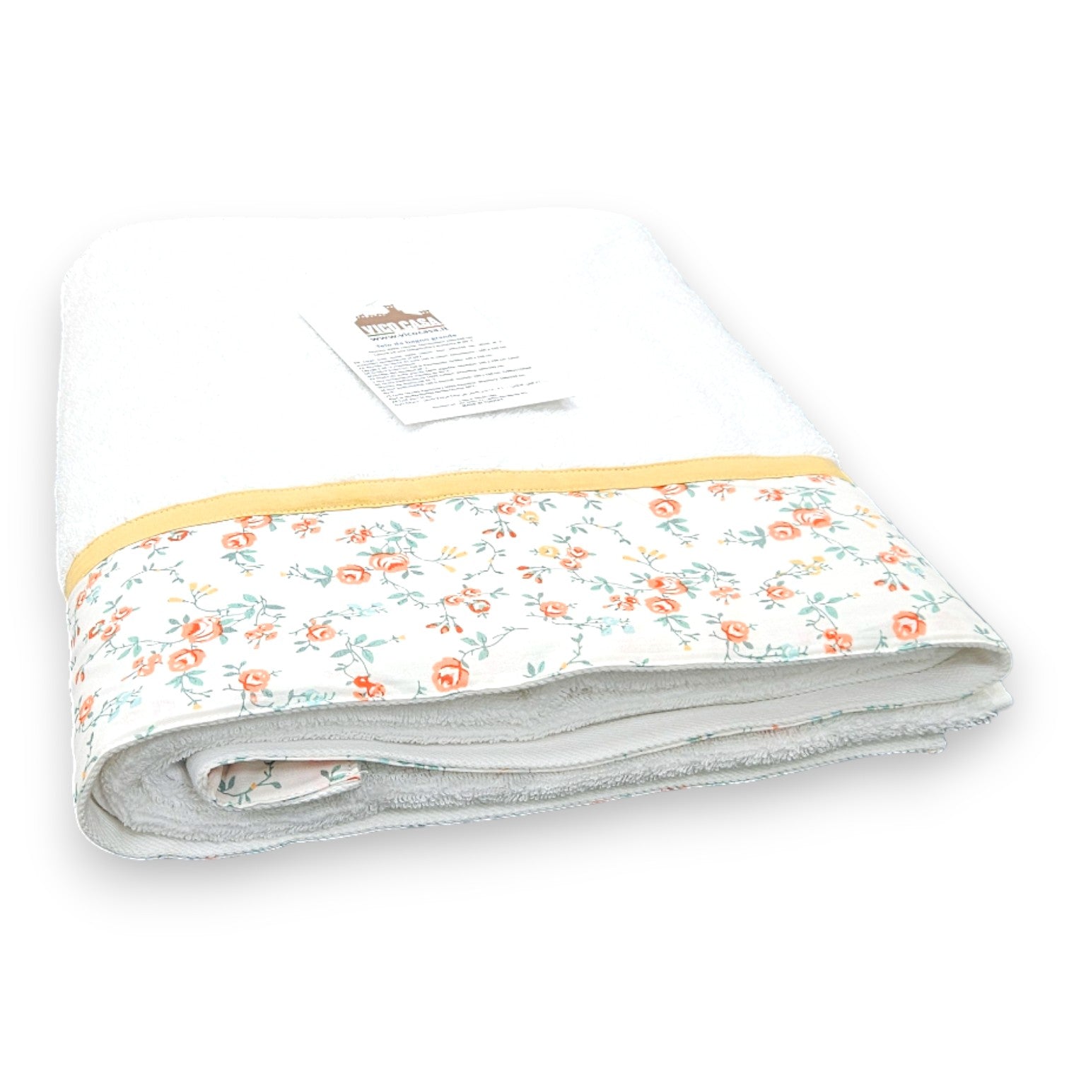 Vista frontale telo bagno fantasia rose 100×150 cm cotone 500 GSM