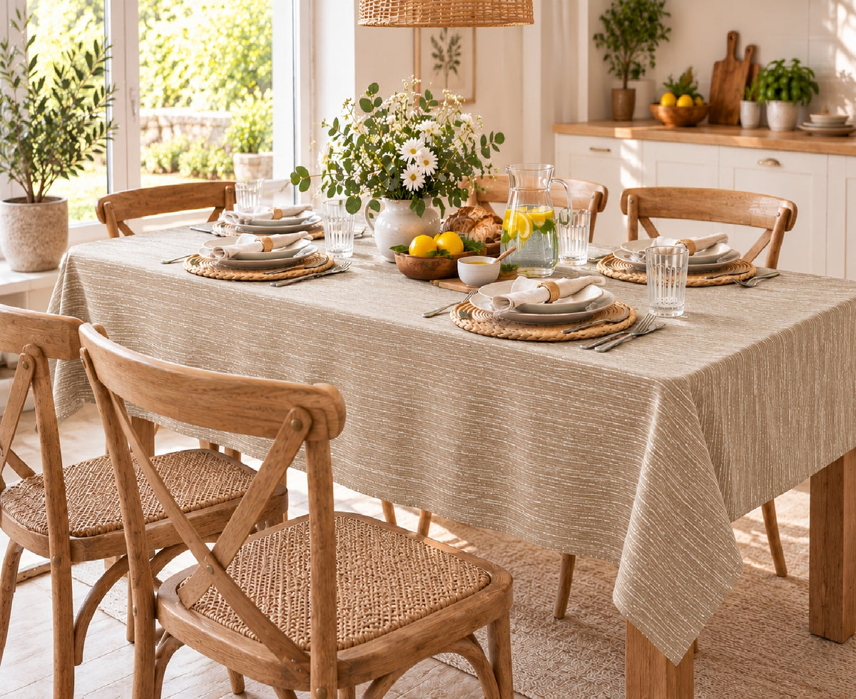 Copritavolo jacquard Charme su tavolo da pranzo