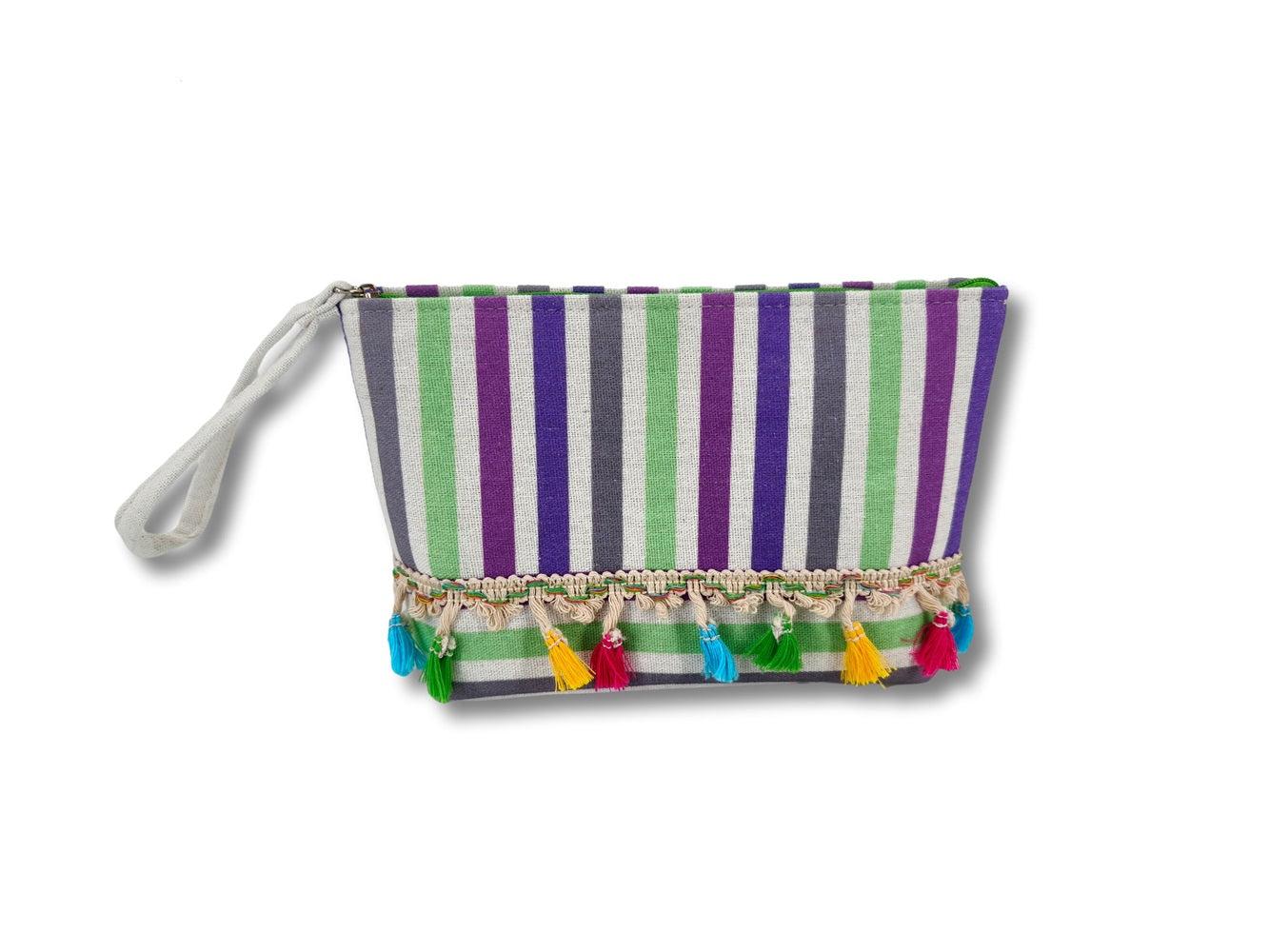 Pochette mare a righe con frange