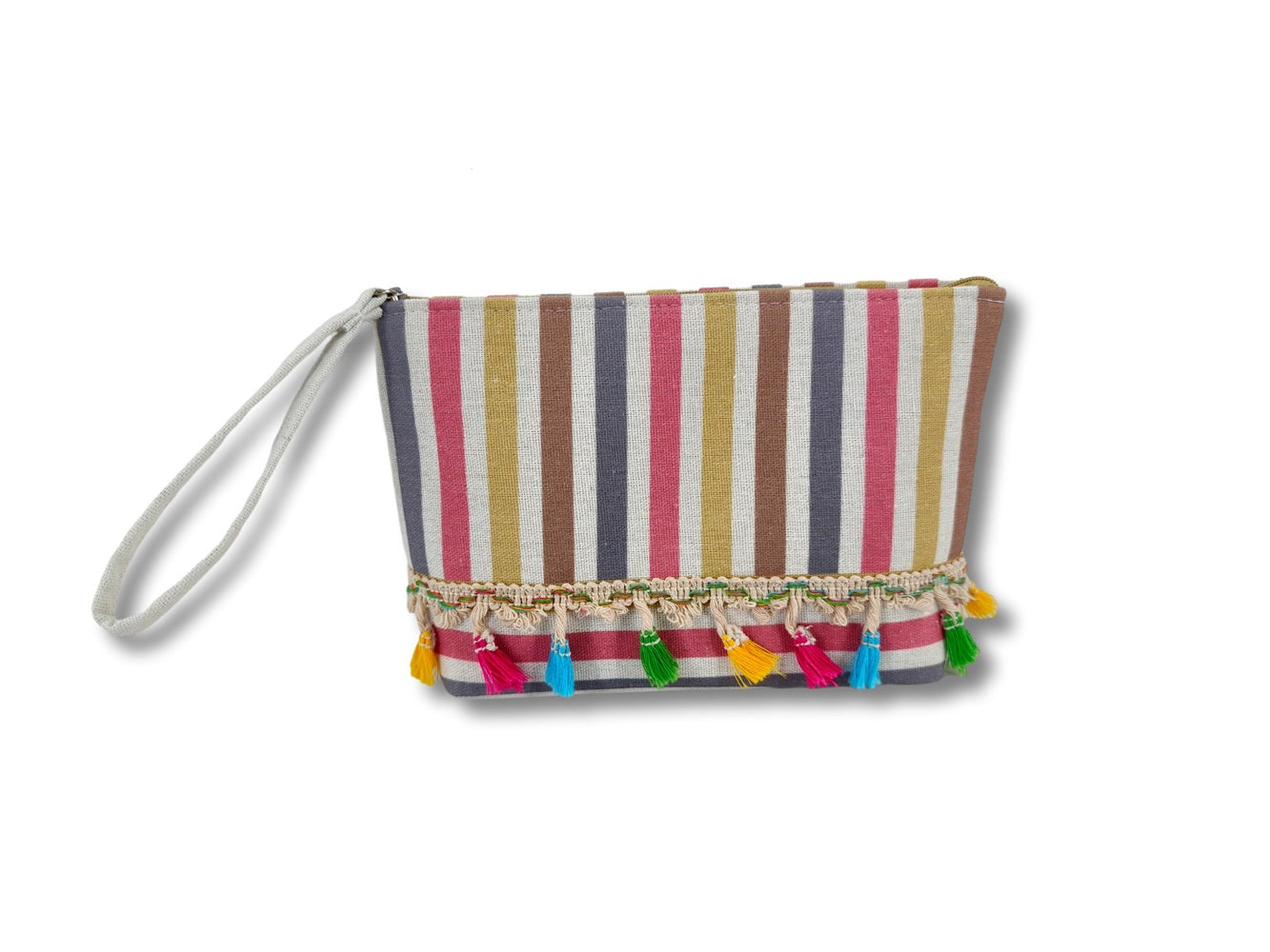 Pochette mare a righe con frange