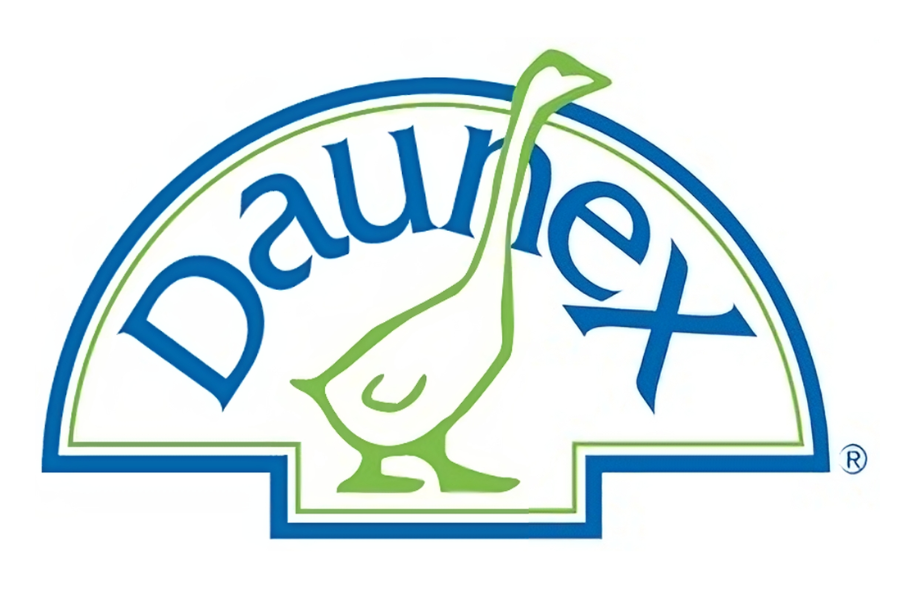 Oca verde con scritta Daunex Blu, Logo Daunex