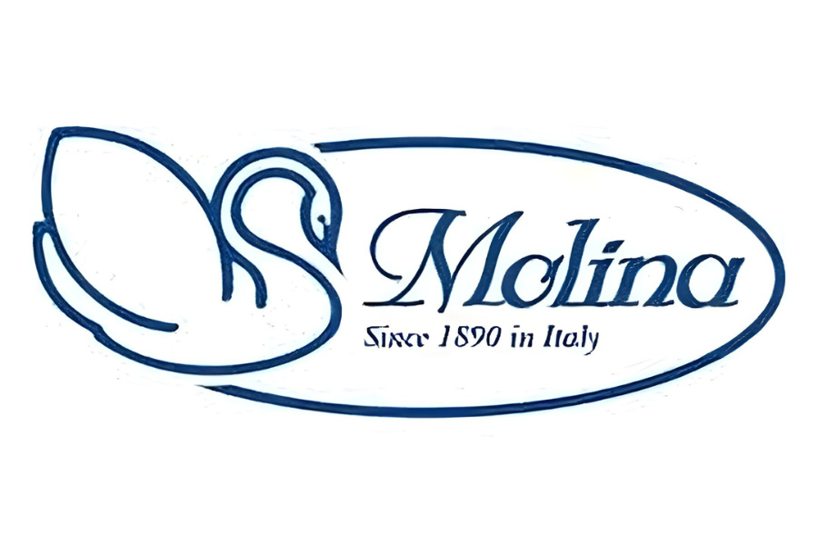 Logo Molina con Anatra e scritta Piumini Since 1890 in Italy