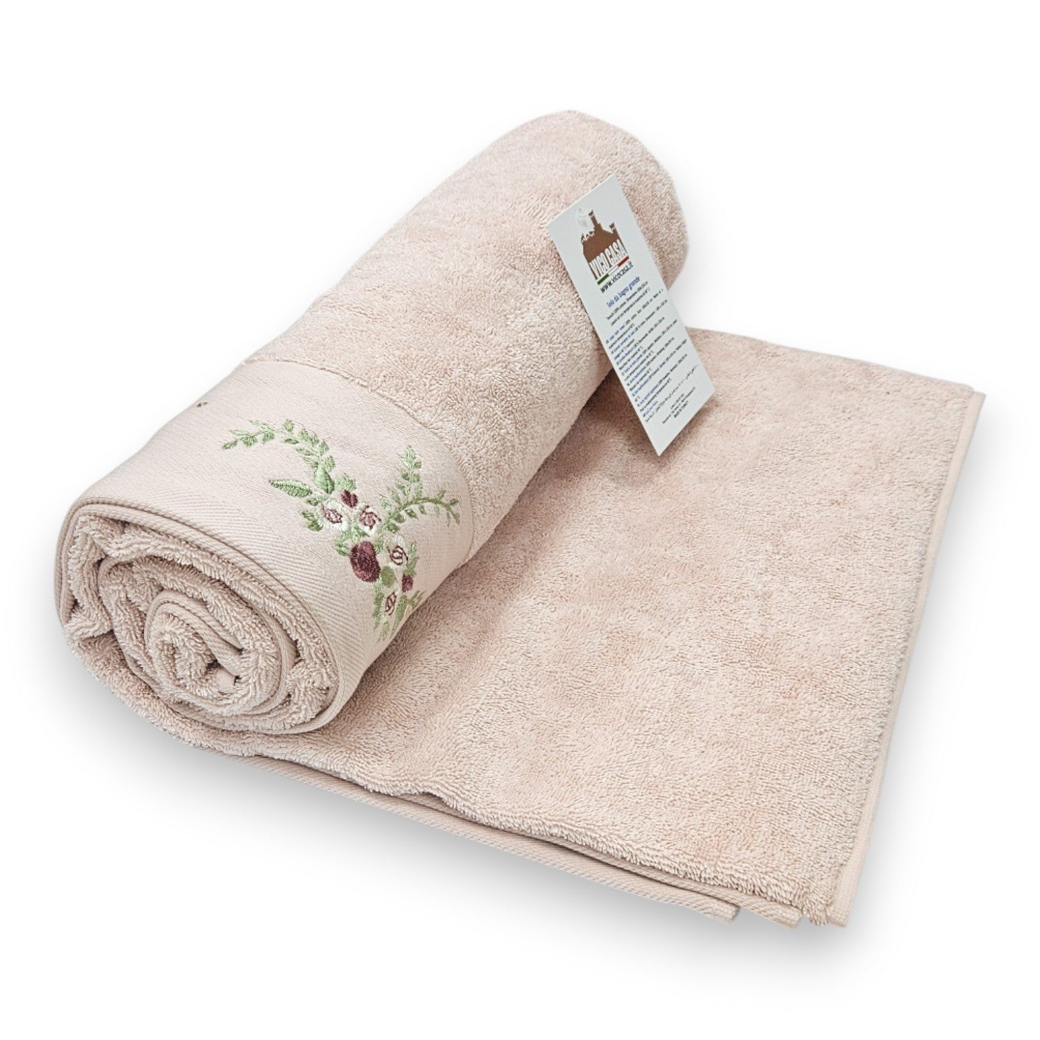 Telo bagno grande Noelle con fantasia floreale in cotone 500 GSM Vico Casa