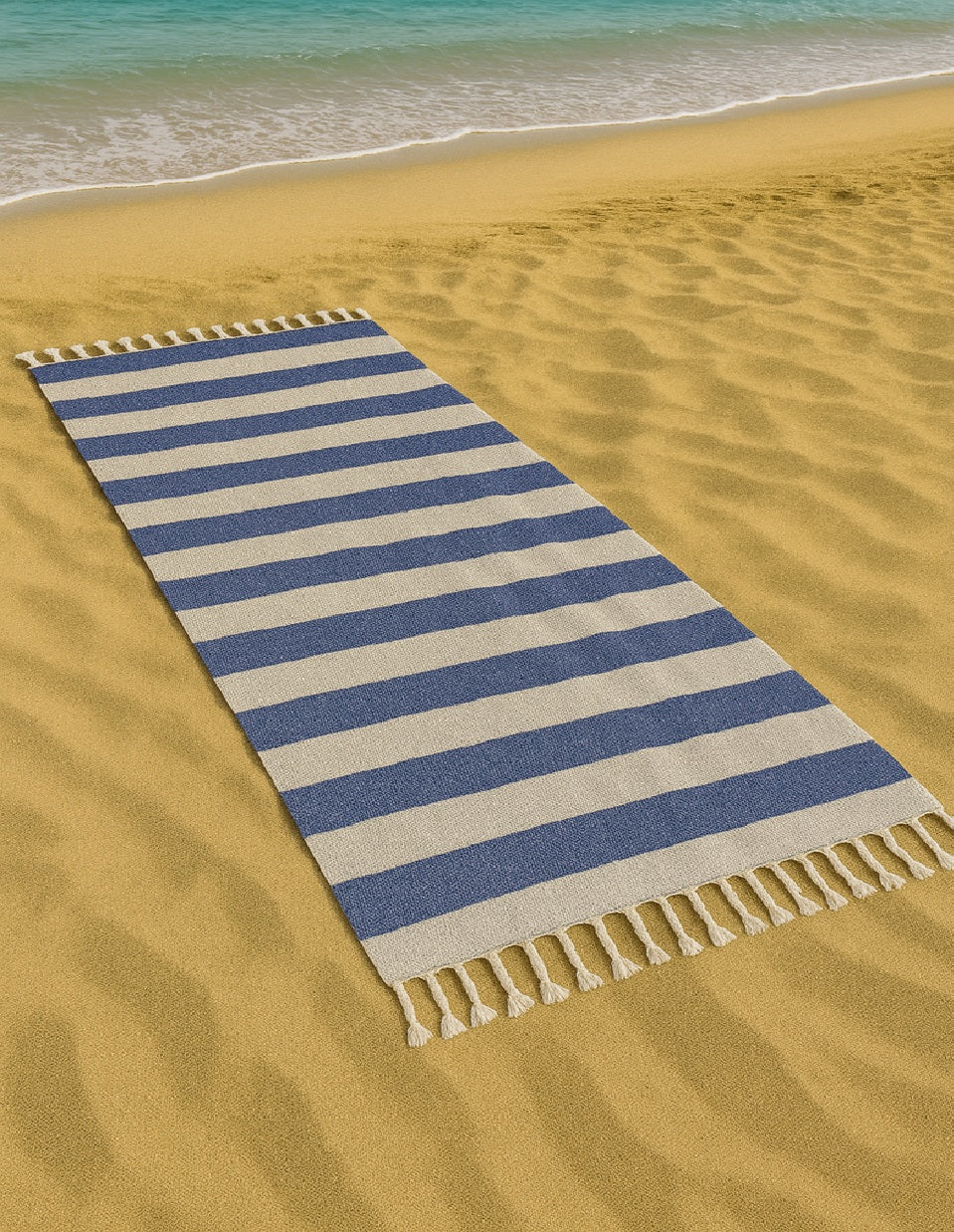 telo mare a righe blu e bianco